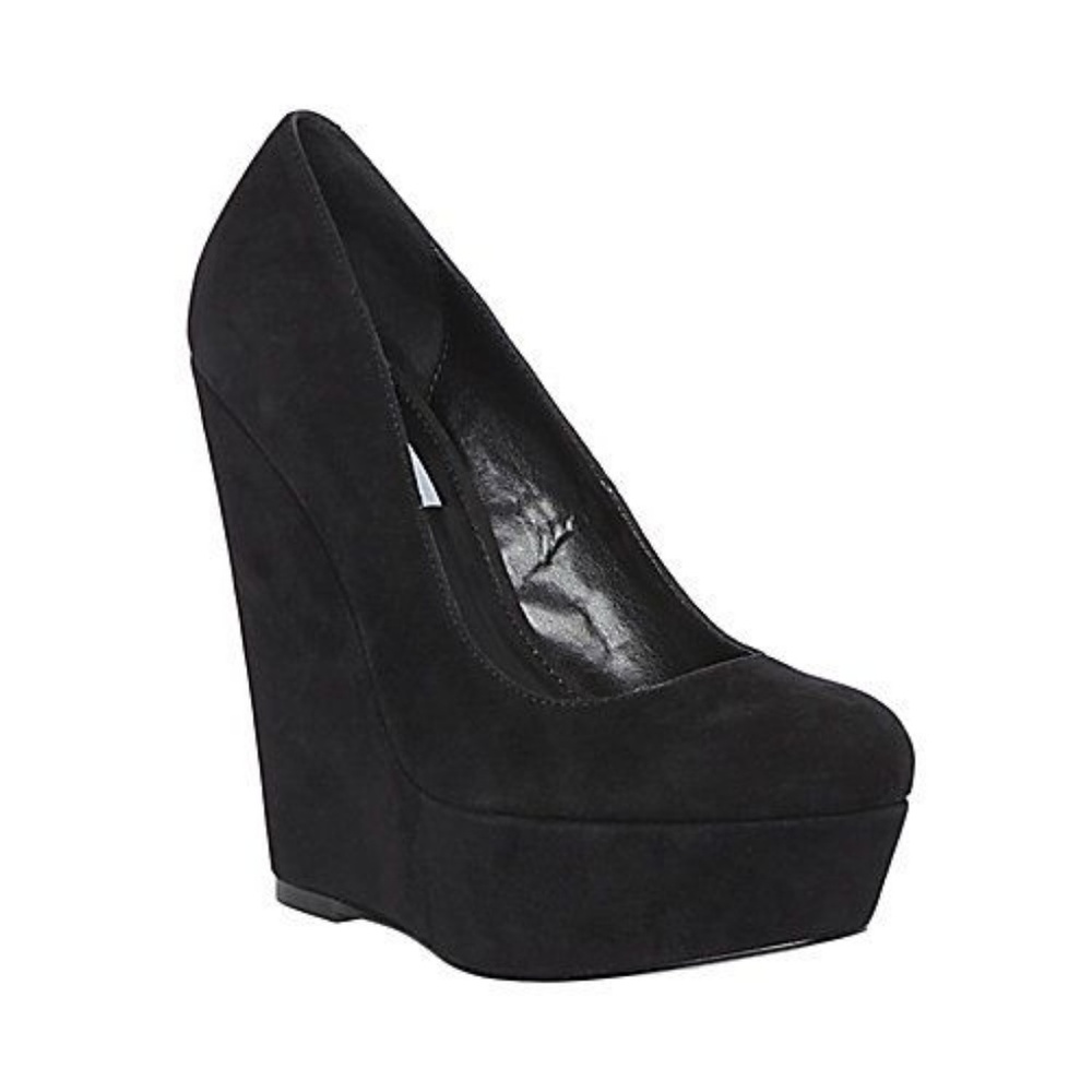 Steve Madden Black Suede Platform Wedge Heel